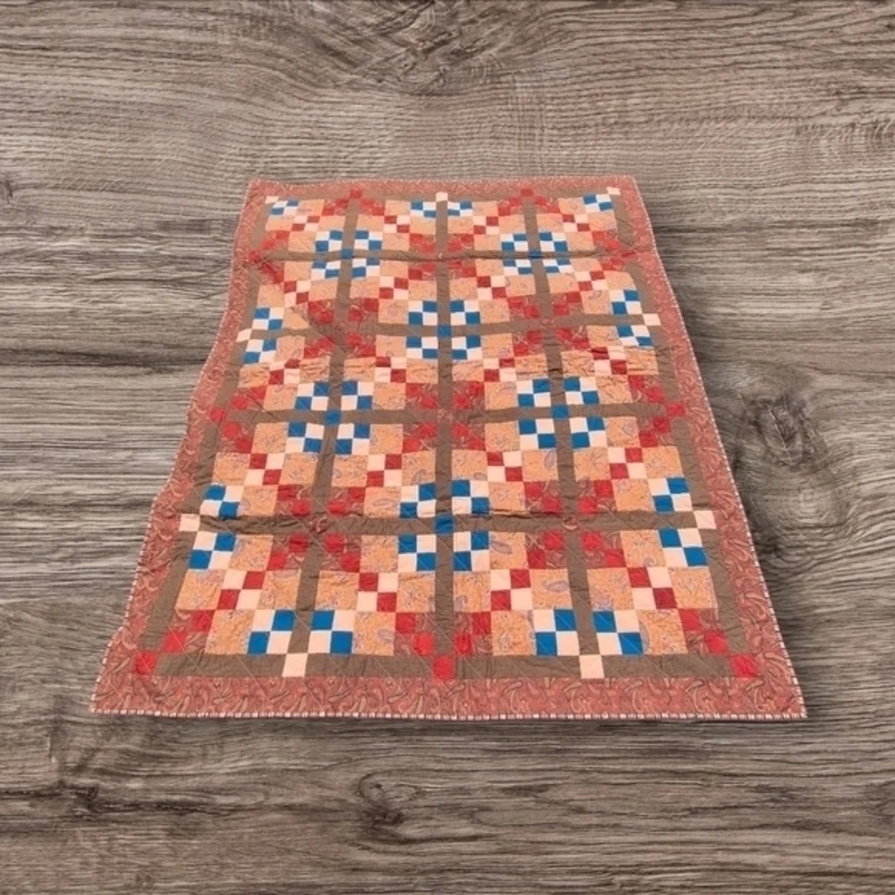 Handmade Brown/Red Tone Quilt  63
